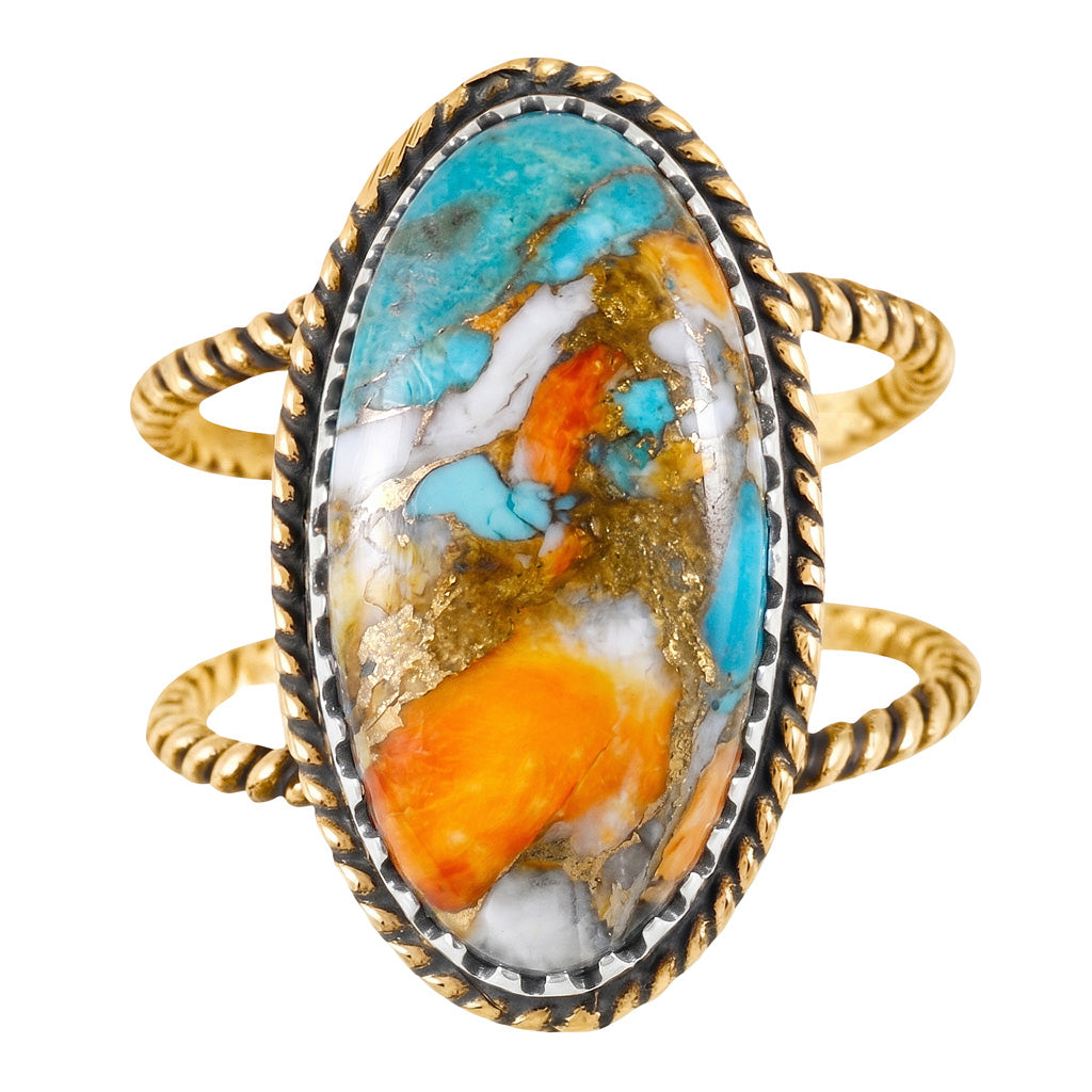 Spiny Turquoise Ring GoldCopper R2449-GB-C89