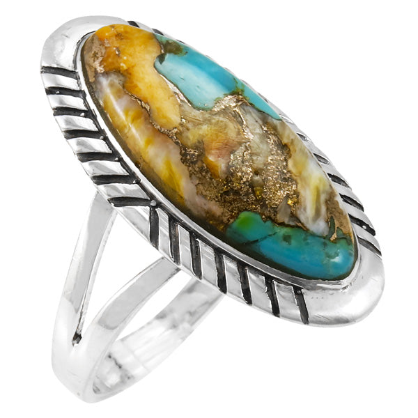 Spiny Turquoise Ring Sterling Silver R2459-SM-C89