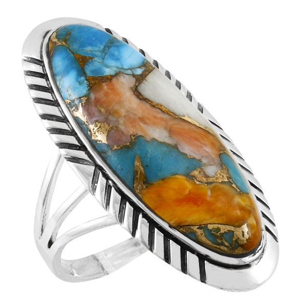Spiny Turquoise Ring Sterling Silver R2459-LG-C89