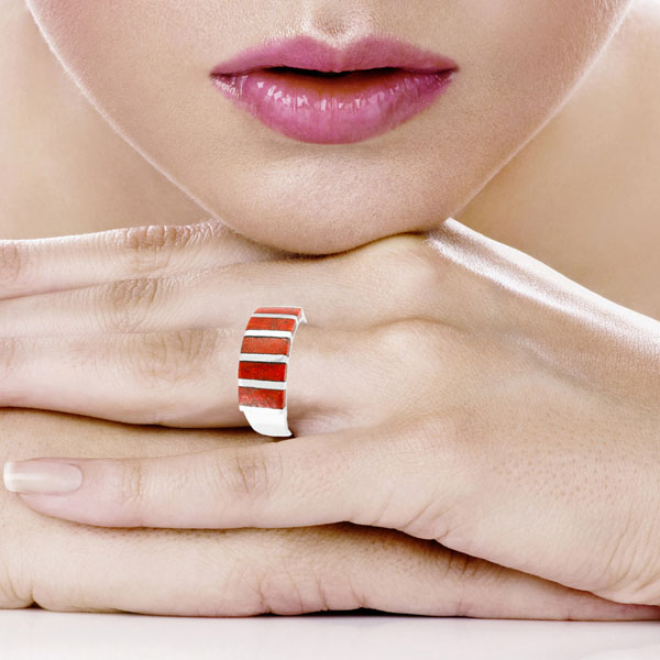 Coral Ring Sterling Silver R2465-C74