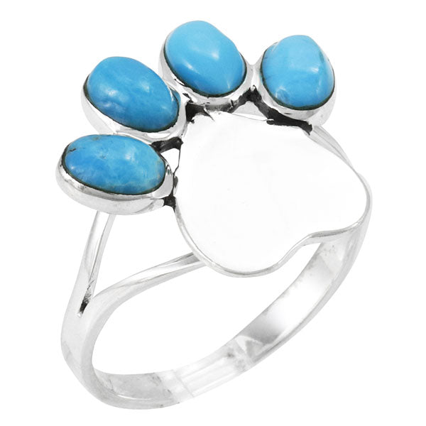 Paw Heart Ring Sterling Silver Turquoise R2473-C75