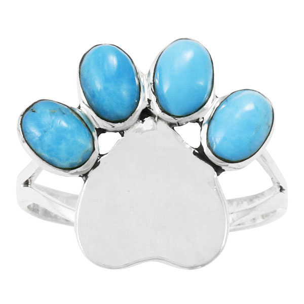 Paw Heart Ring Sterling Silver Turquoise R2473-C75