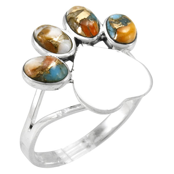 Paw Heart Ring Sterling Silver Spiny Turquoise R2473-C89