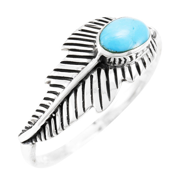Turquoise Feather Ring Sterling Silver R2474-C75