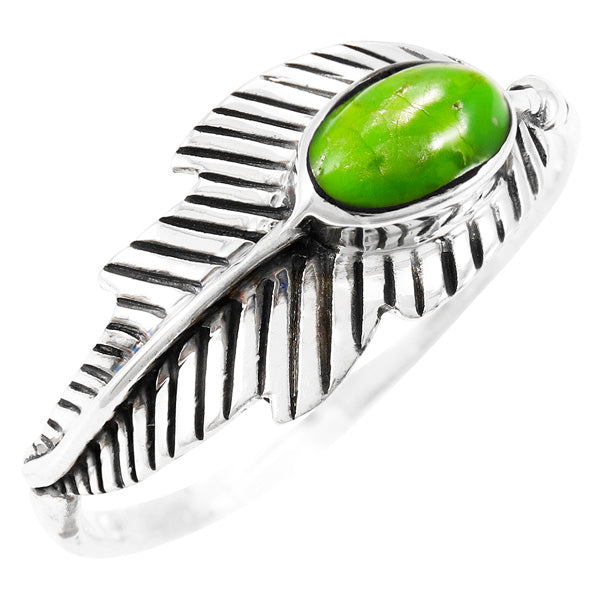 Green Turquoise Feather Ring Sterling Silver R2474-C76
