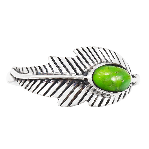 Green Turquoise Feather Ring Sterling Silver R2474-C76