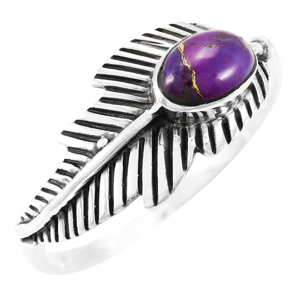 Purple Turquoise Feather Ring Sterling Silver R2474-C77