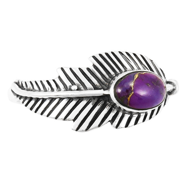 Purple Turquoise Feather Ring Sterling Silver R2474-C77
