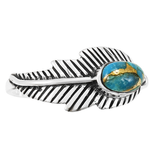 Matrix Turquoise Feather Ring Sterling Silver R2474-C84