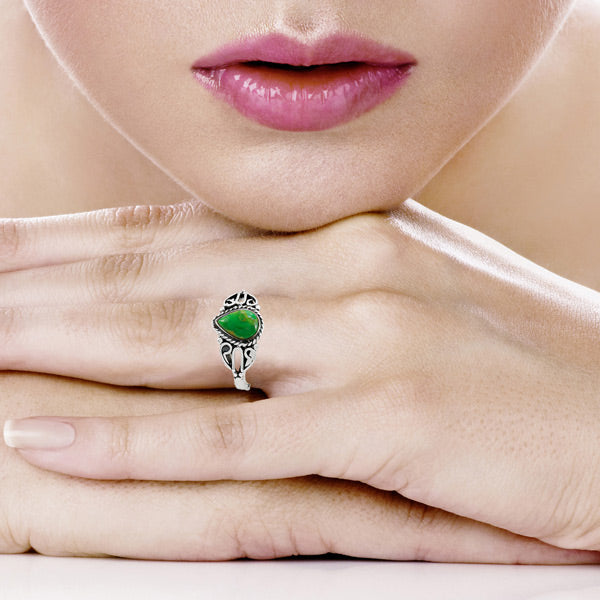 Green Turquoise Ring Sterling Silver R2475-C76