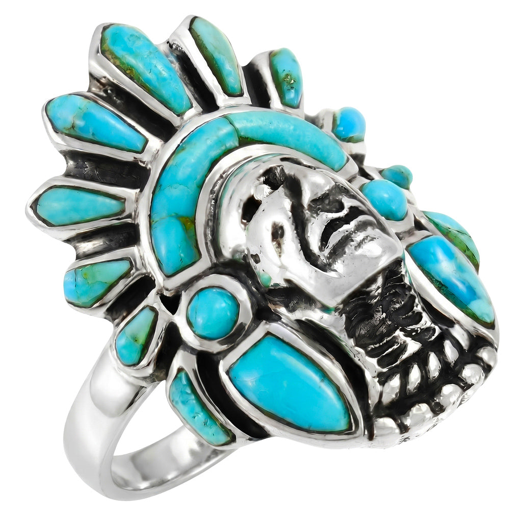 FINAL CLEARANCE - Turquoise Ring SilveryCopper R2476-SB-C75