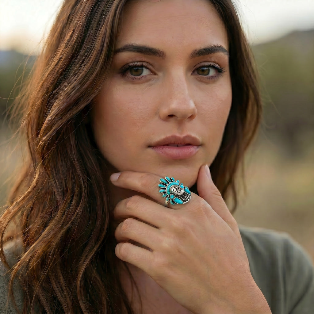 FINAL CLEARANCE - Turquoise Ring SilveryCopper R2476-SB-C75