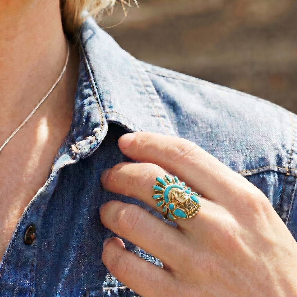 Turquoise Ring GoldCopper R2476-GB-C75