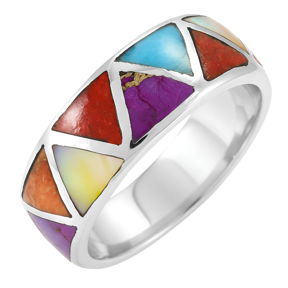 Multicolor Eternity Band Ring Sterling Silver R2477-C01