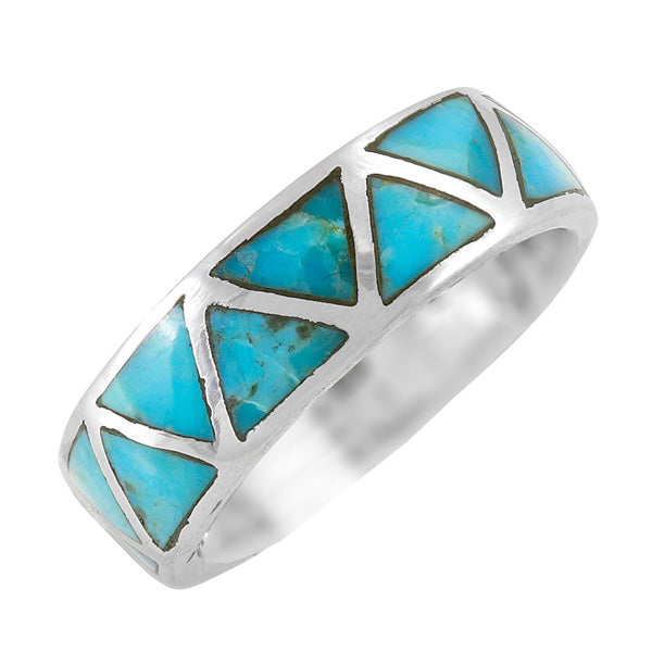 Turquoise Eternity Band Ring Sterling Silver R2477-C05