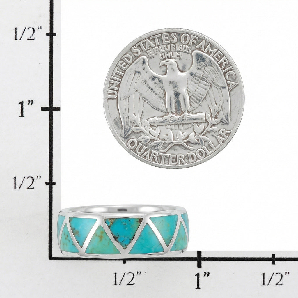 Turquoise Eternity Band Ring Sterling Silver (Unisex, Sizes 6-14) R2477-C05