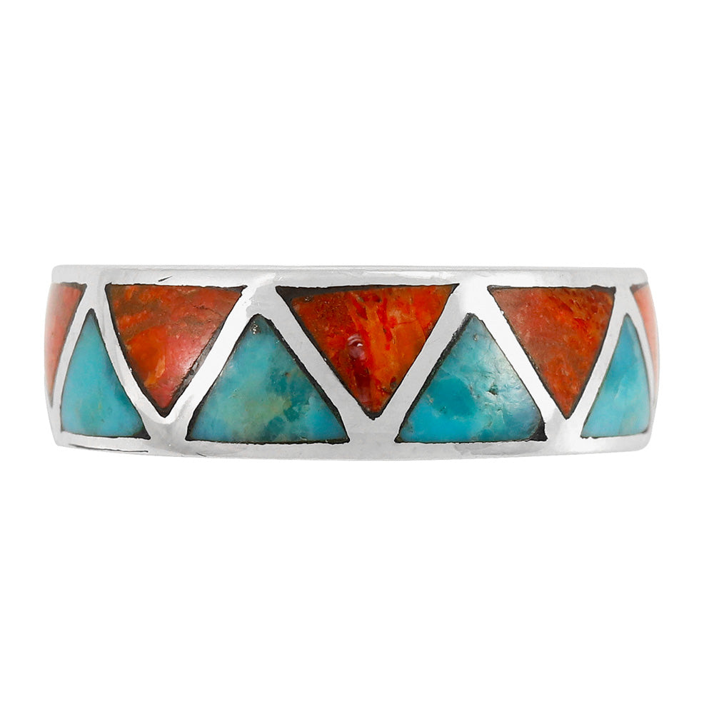 Turquoise & Coral Eternity Band Ring SilverBronzé R2477-SB-C85 (Unisex, Sizes 6-13)