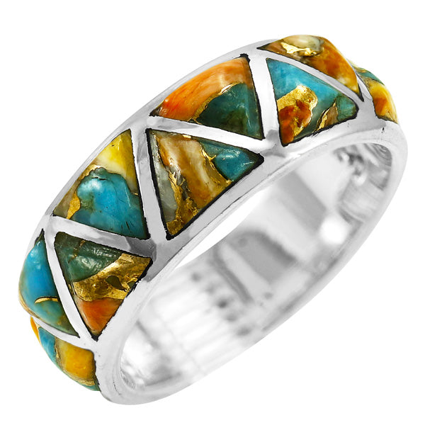 Spiny Turquoise Eternity Band Ring Sterling Silver R2477-C89