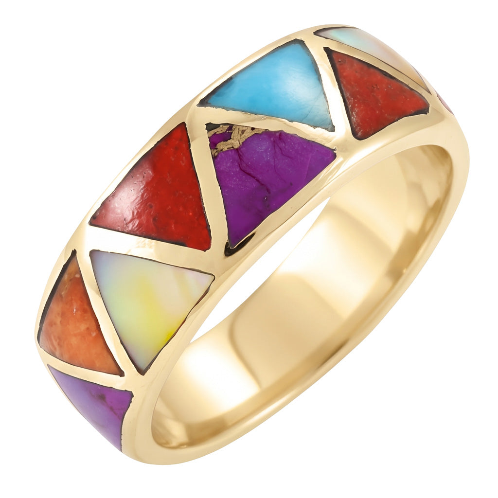 Multi Gemstone Ring GoldCopper R2477-GB-C01 (Unisex, Sizes 6-13)