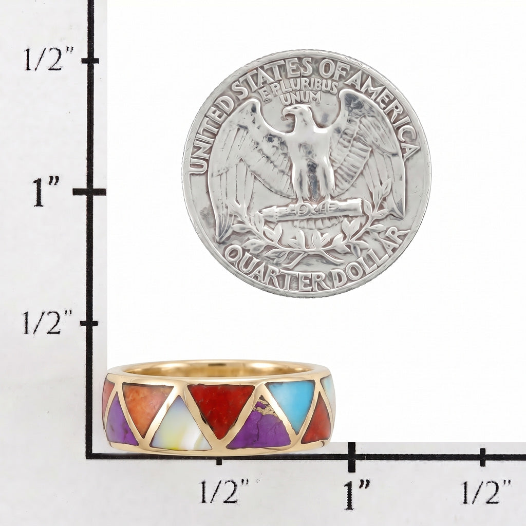 Multi Gemstone Ring GoldCopper R2477-GB-C01 (Unisex, Sizes 6-13)
