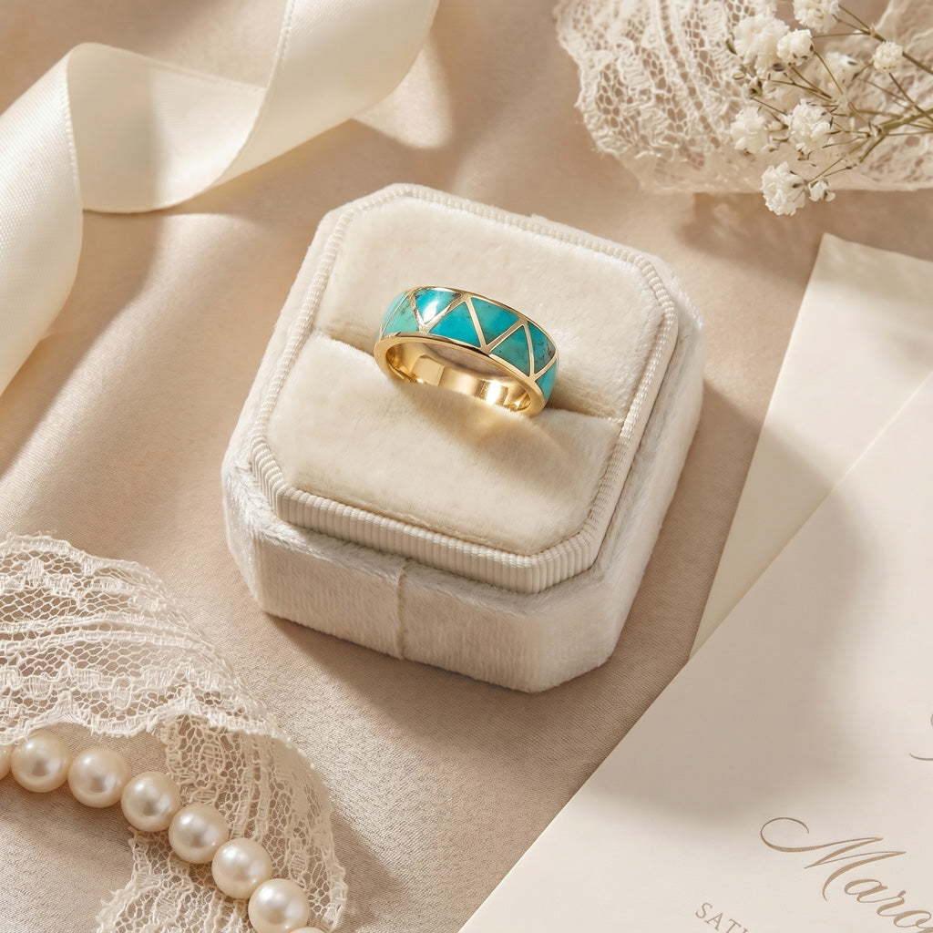 Turquoise Eternity Band Ring GoldCopper™ R2477-GB-C05 (Unisex, Sizes 6-13)