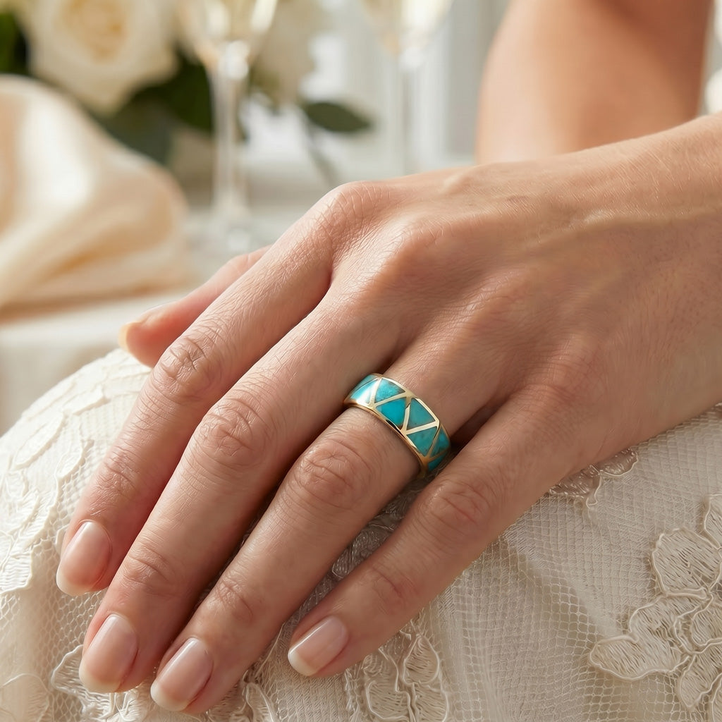 Turquoise Eternity Band Ring GoldCopper™ R2477-GB-C05 (Unisex, Sizes 6-13)