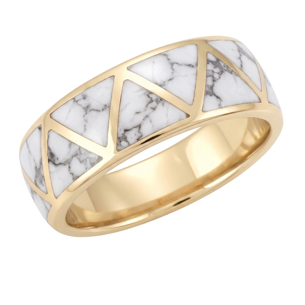 Howlite Ring GoldCopper R2477-GB-C103 (Unisex, Sizes 6-13)