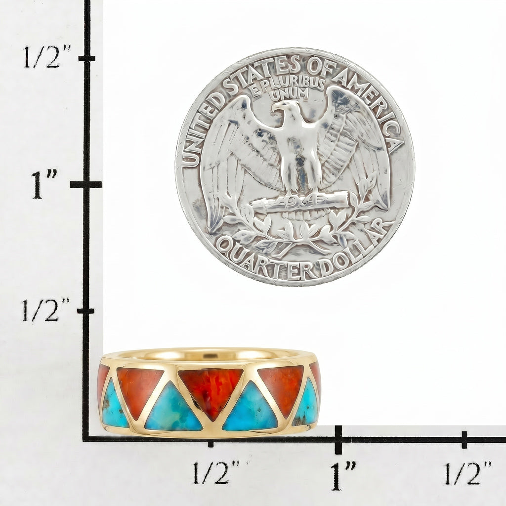 Turquoise & Coral Eternity Band Ring GoldCopper™ R2477-GB-C85 (Unisex, Sizes 6-13)