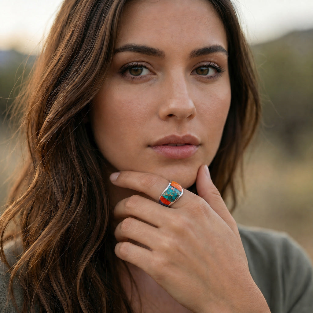 FINAL CLEARANCE - Multi Gemstone Ring SilveryCopper™ R2478-SB-C00