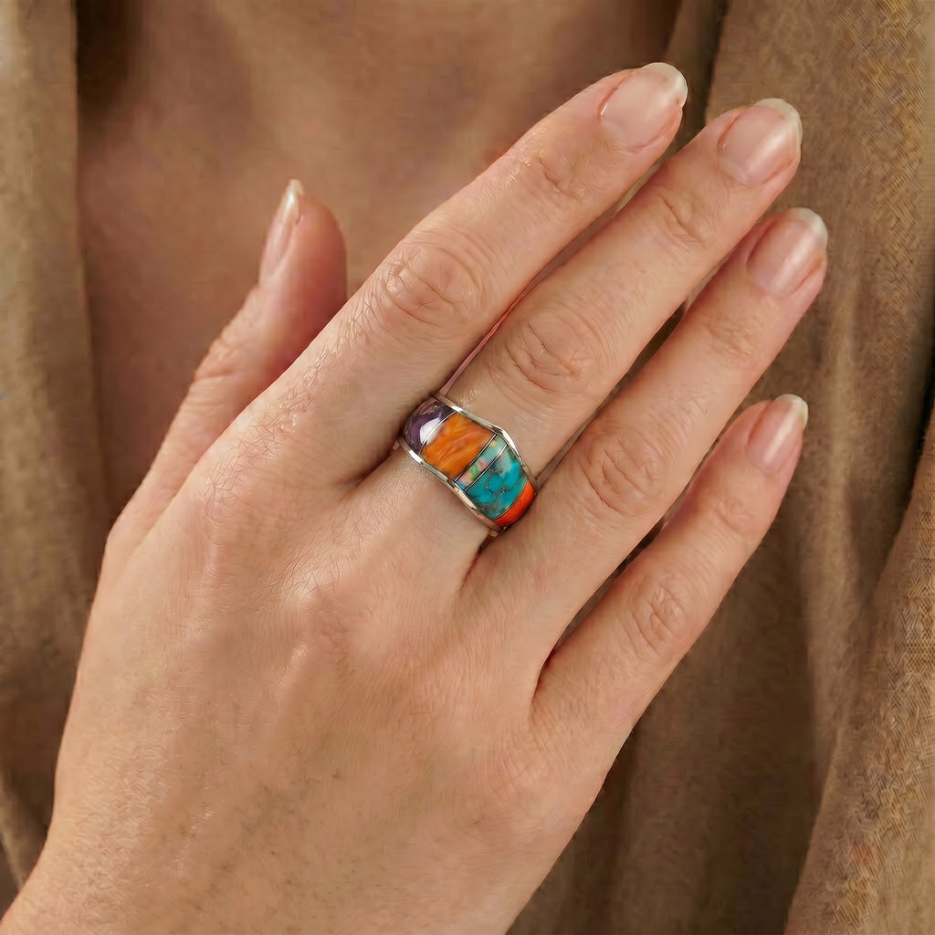 FINAL CLEARANCE - Multi Gemstone Ring SilveryCopper™ R2478-SB-C00