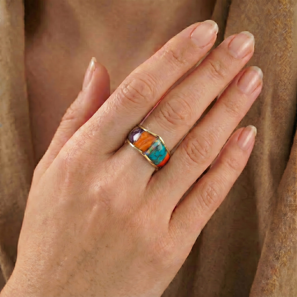 Multi Gemstone Ring GoldCopper™ R2478-GB-C00