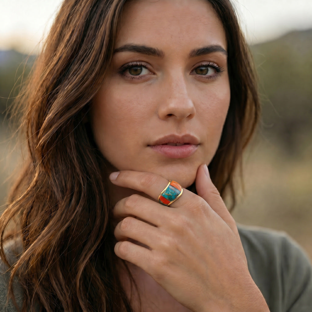 Multi Gemstone Ring GoldCopper™ R2478-GB-C00