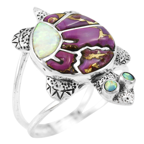 Turtle Purple Turquoise Ring Sterling Silver R2481-C23