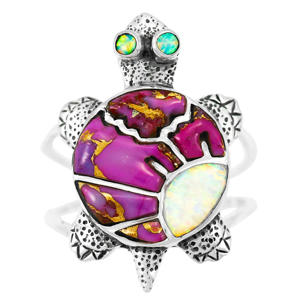 Turtle Purple Turquoise Ring Sterling Silver R2481-C23