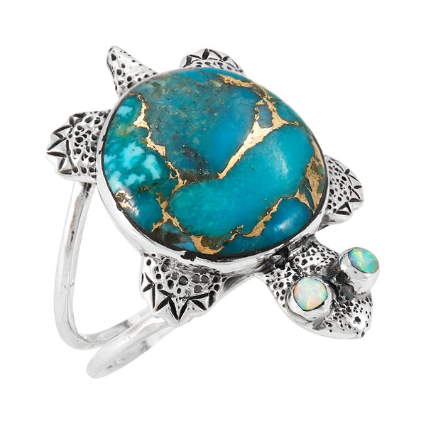 Turtle Matrix Turquoise Ring Sterling Silver R2481-C84