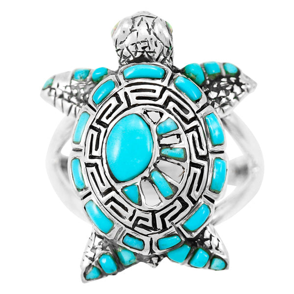 Turtle Turquoise Ring Sterling Silver R2482-C75