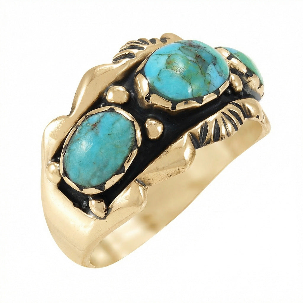Turquoise Ring GoldBrass R2487-GB-C75