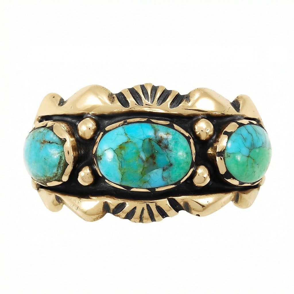 Turquoise Ring GoldBrass R2487-GB-C75