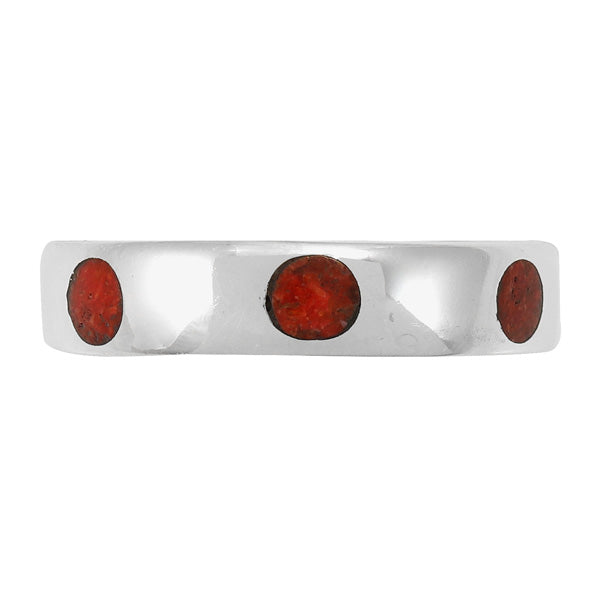 Coral Eternity Ring Sterling Silver R2496-C74