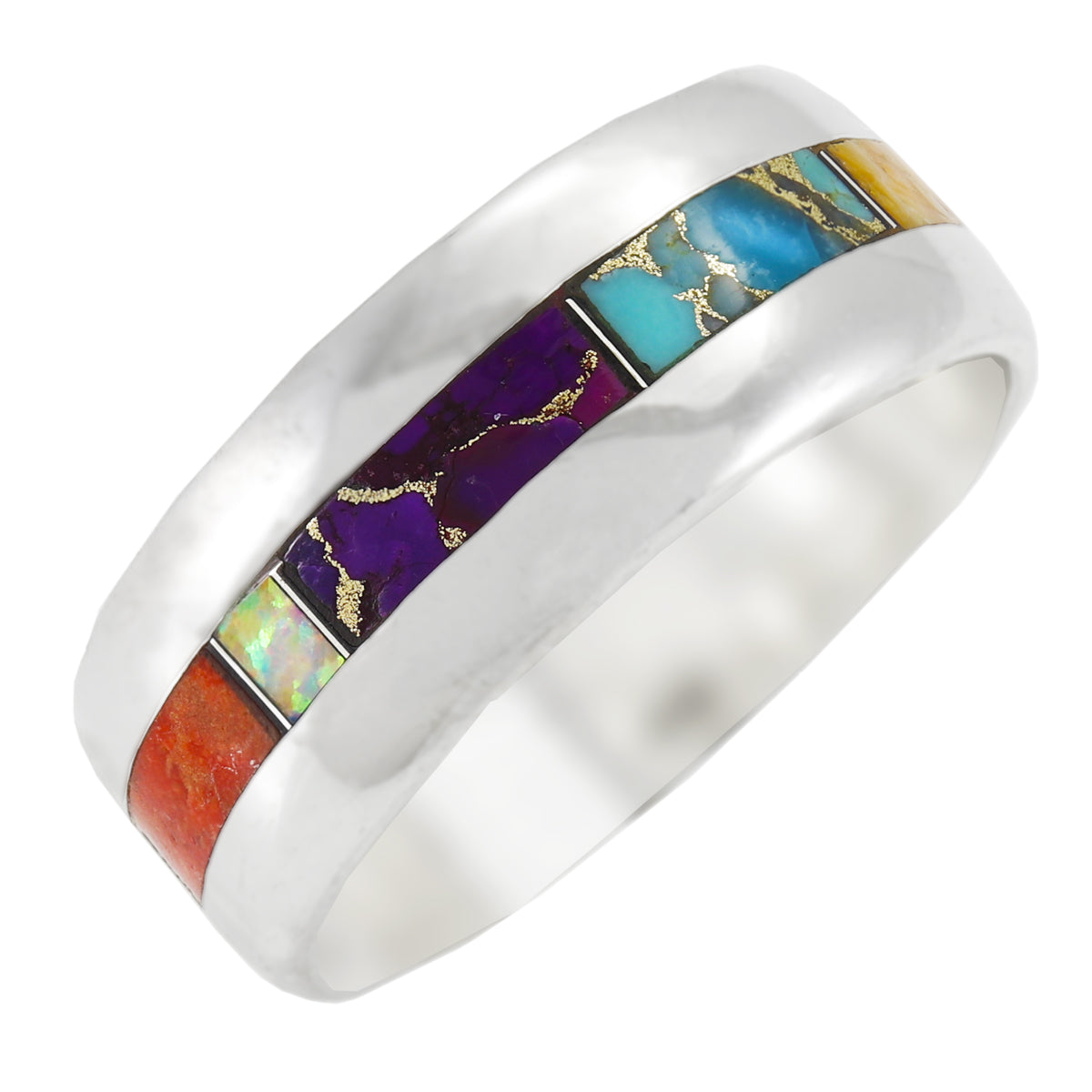FINAL CLEARANCE - Multi Gemstone Eternity Band Ring SilveryCopper™ R2497-SB-C00 (Unisex, Sizes 6-13)