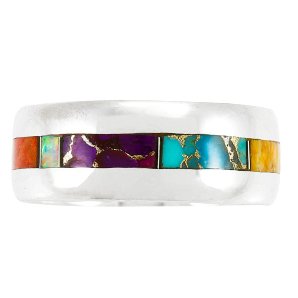 Multi-Gemstone Eternity Band Ring Sterling Silver R2497-C00 (Unisex, Sizes 6-13)