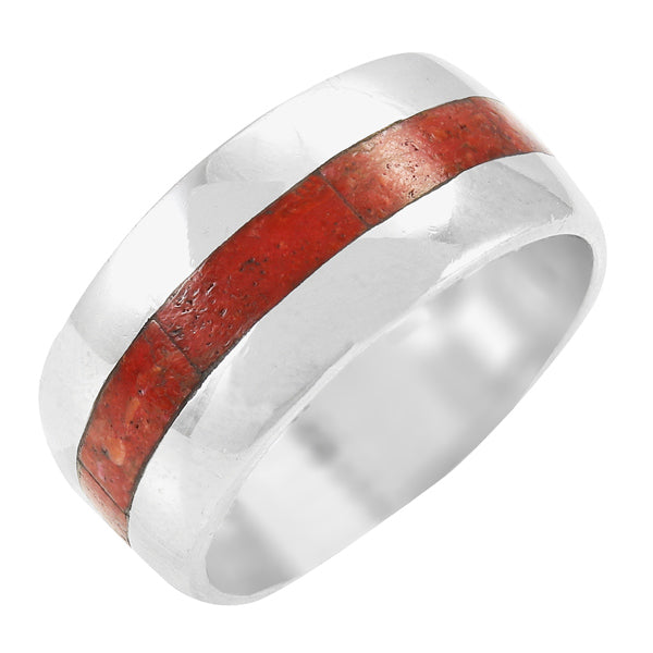 Coral Eternity Band Ring Sterling Silver R2497-C74