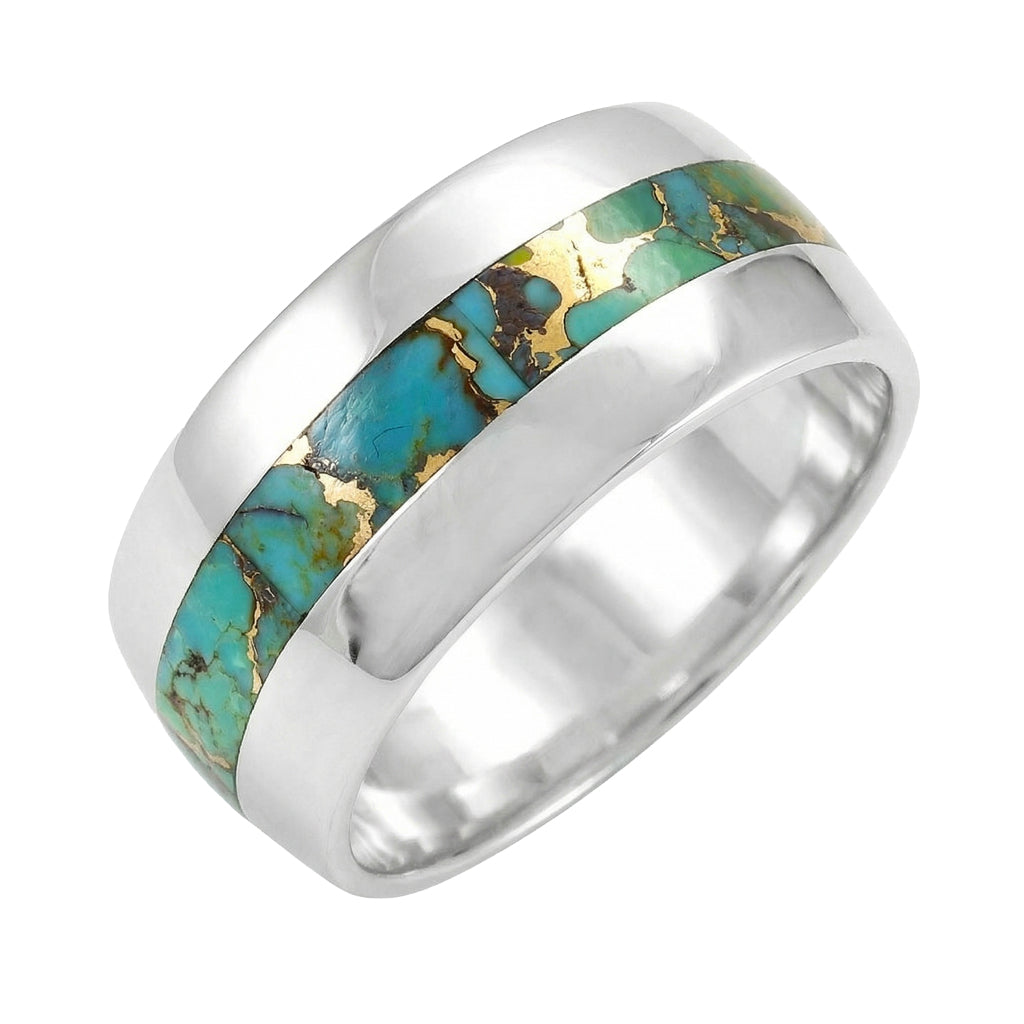 Matrix Turquoise Eternity Band Ring Sterling Silver R2497-C84 (Unisex, Sizes 6-13)