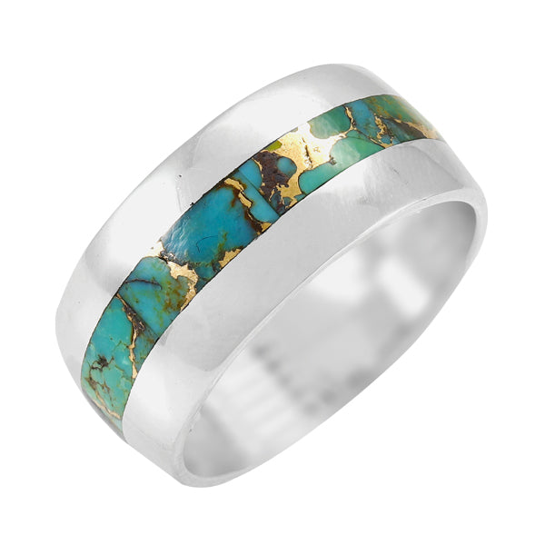 Matrix Turquoise Eternity Band Ring Sterling Silver R2497-C84 (Unisex, Sizes 6-13)