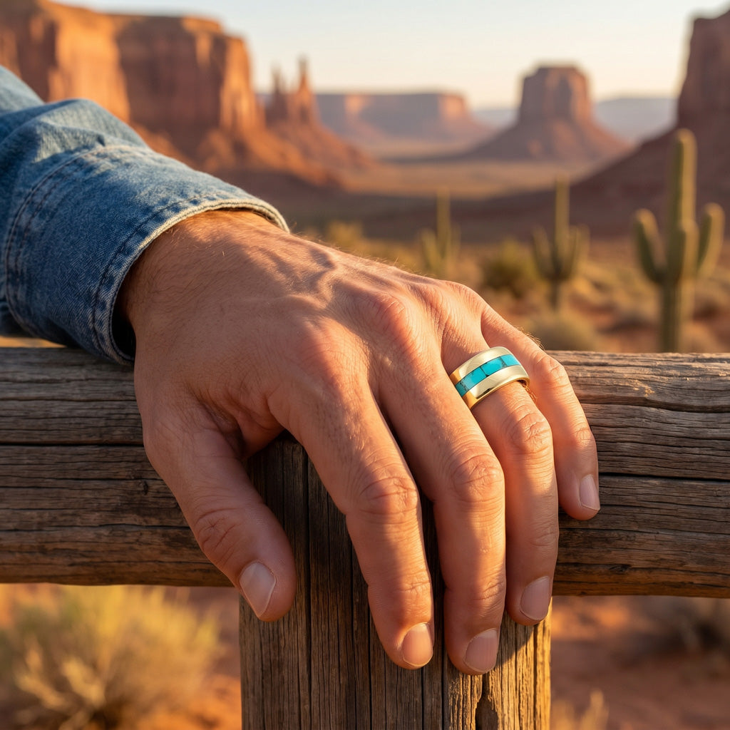 Turquoise Eternity Band Ring GoldCopper™ R2497-GB-C75 (Unisex, Sizes 6-13)
