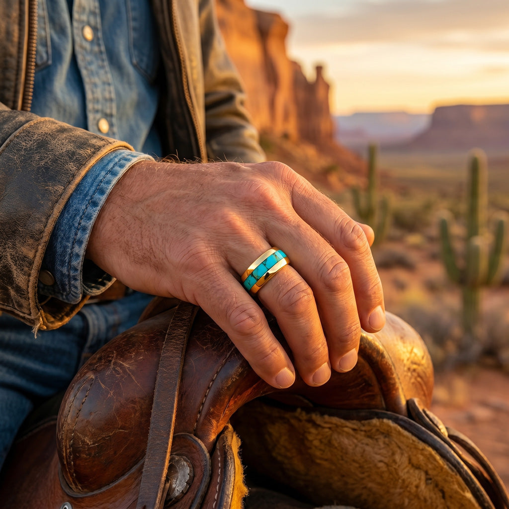 Turquoise Eternity Band Ring GoldCopper™ R2497-GB-C75 (Unisex, Sizes 6-13)