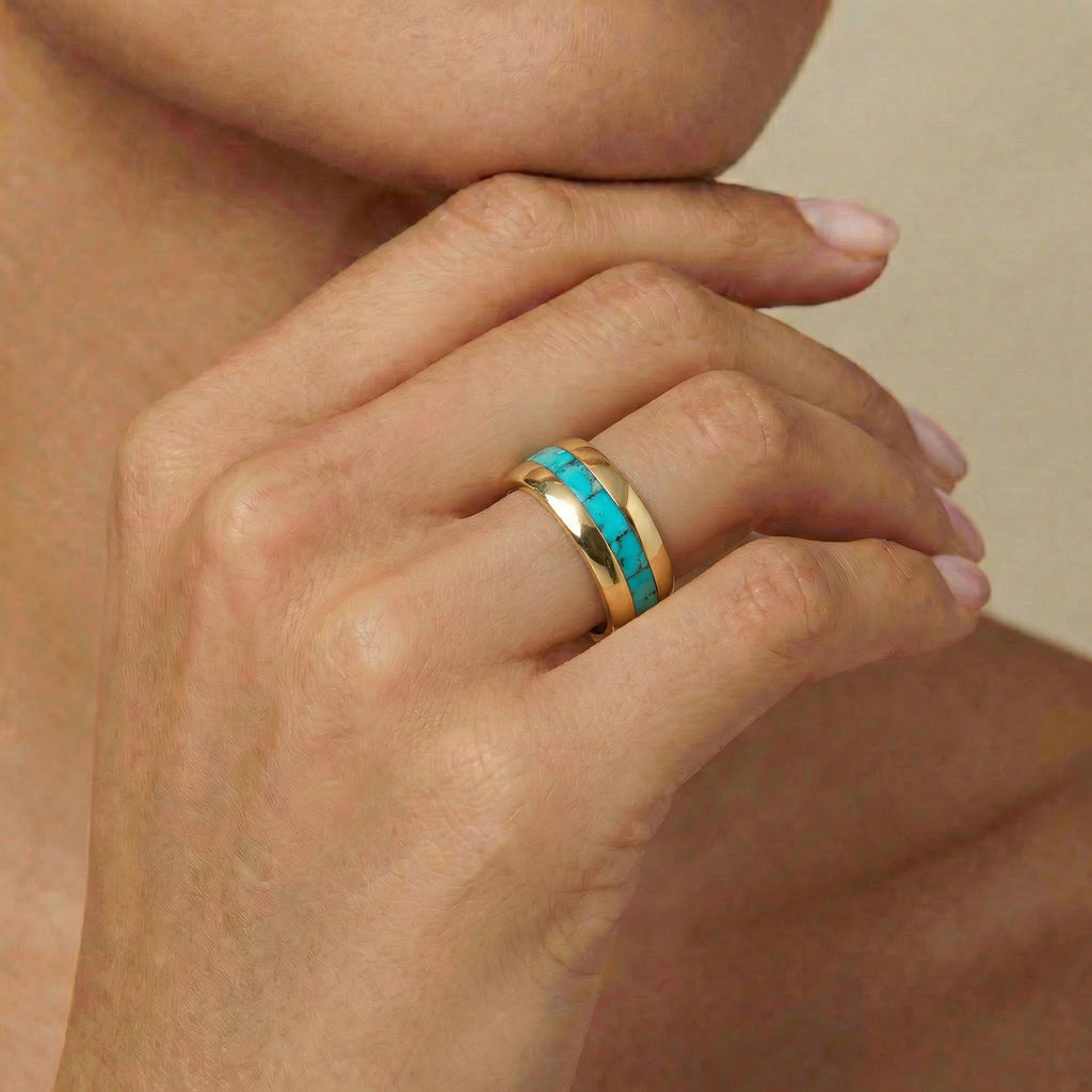 Turquoise Eternity Band Ring GoldCopper™ R2497-GB-C75 (Unisex, Sizes 6-13)