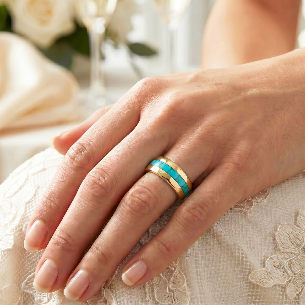 Turquoise Eternity Band Ring GoldCopper™ R2497-GB-C75 (Unisex, Sizes 6-13)