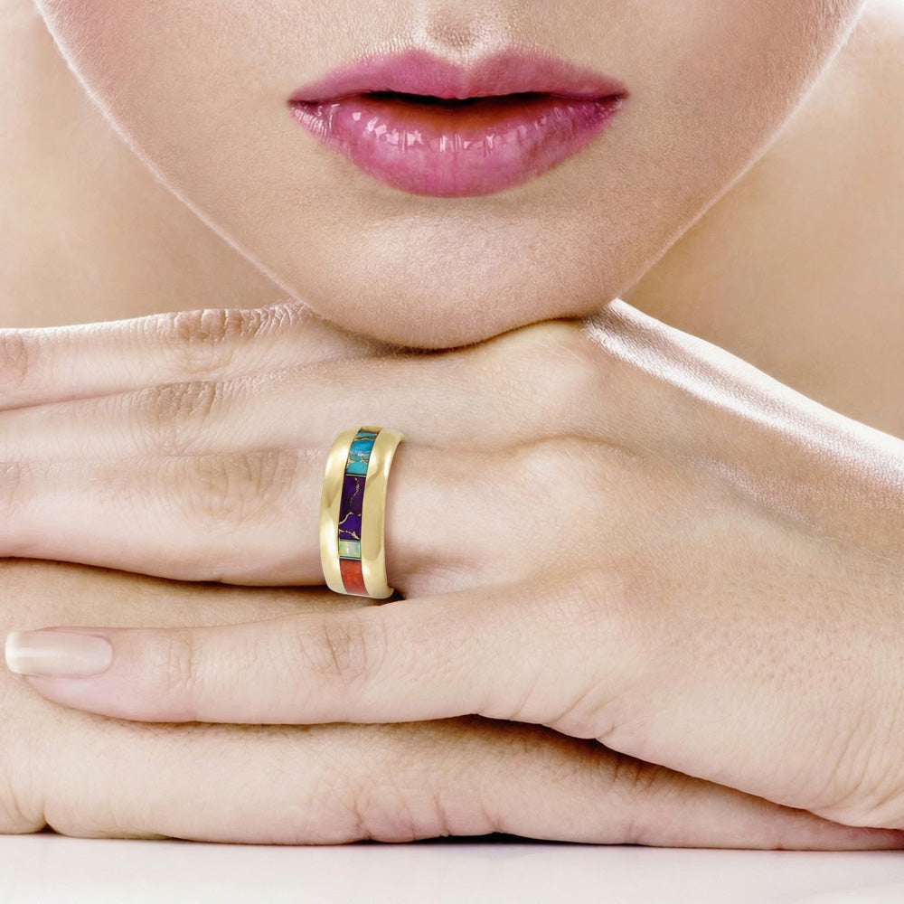 Multi Gemstone Eternity Band Ring GoldCopper™ R2497-GB-C00 (Unisex, Sizes 6-13)