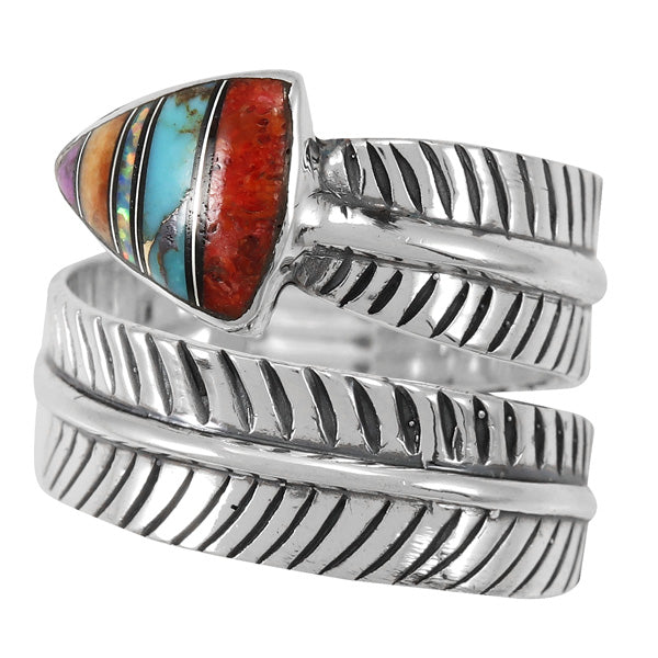 Multi-Gemstone Feather Ring Sterling Silver R2499-C00